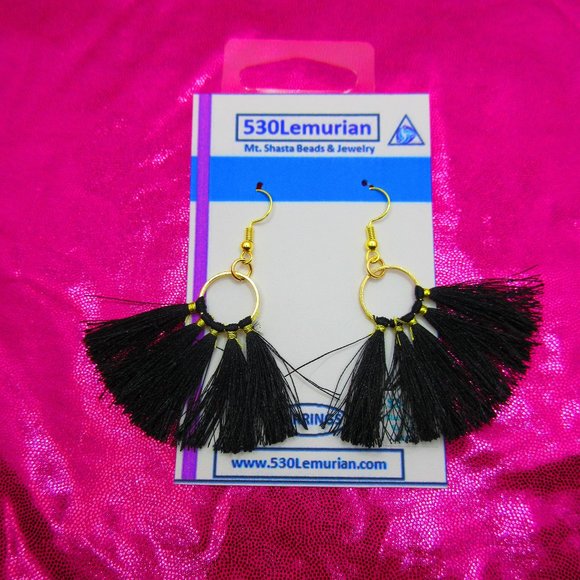 Black Tassel Earrings - Picture 1 of 3